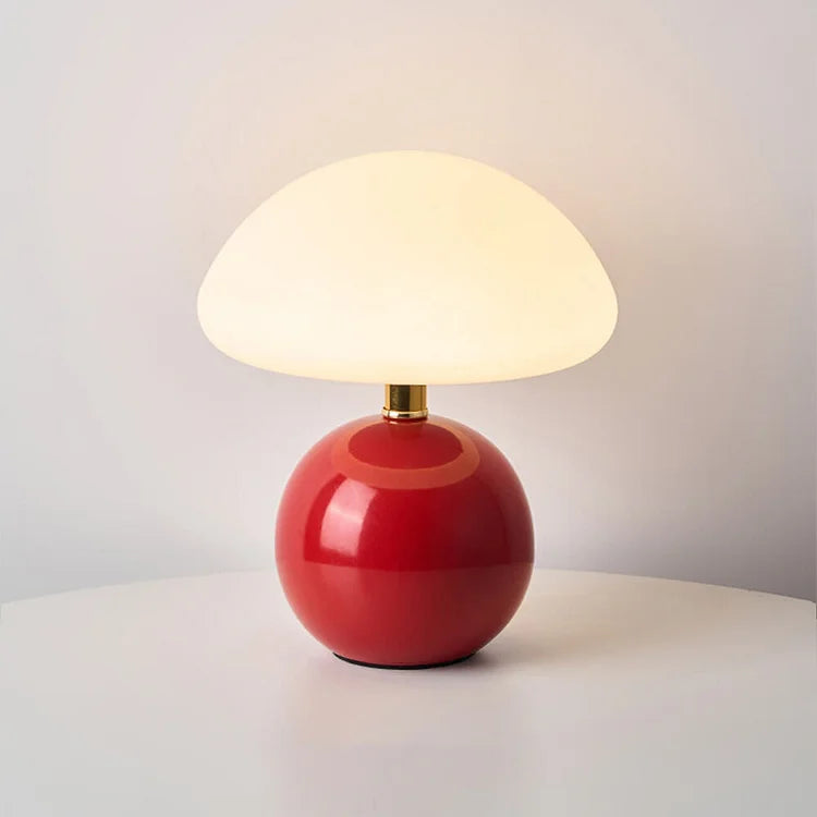 Moderne französische Nachttischlampe in Creme mit Pilz-Design