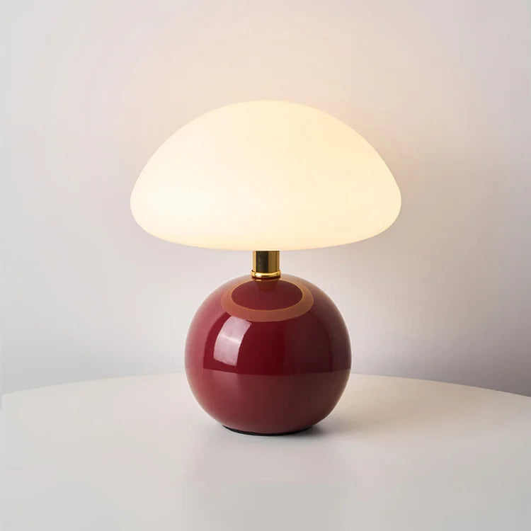 Moderne französische Nachttischlampe in Creme mit Pilz-Design
