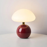 Moderne französische Nachttischlampe in Creme mit Pilz-Design