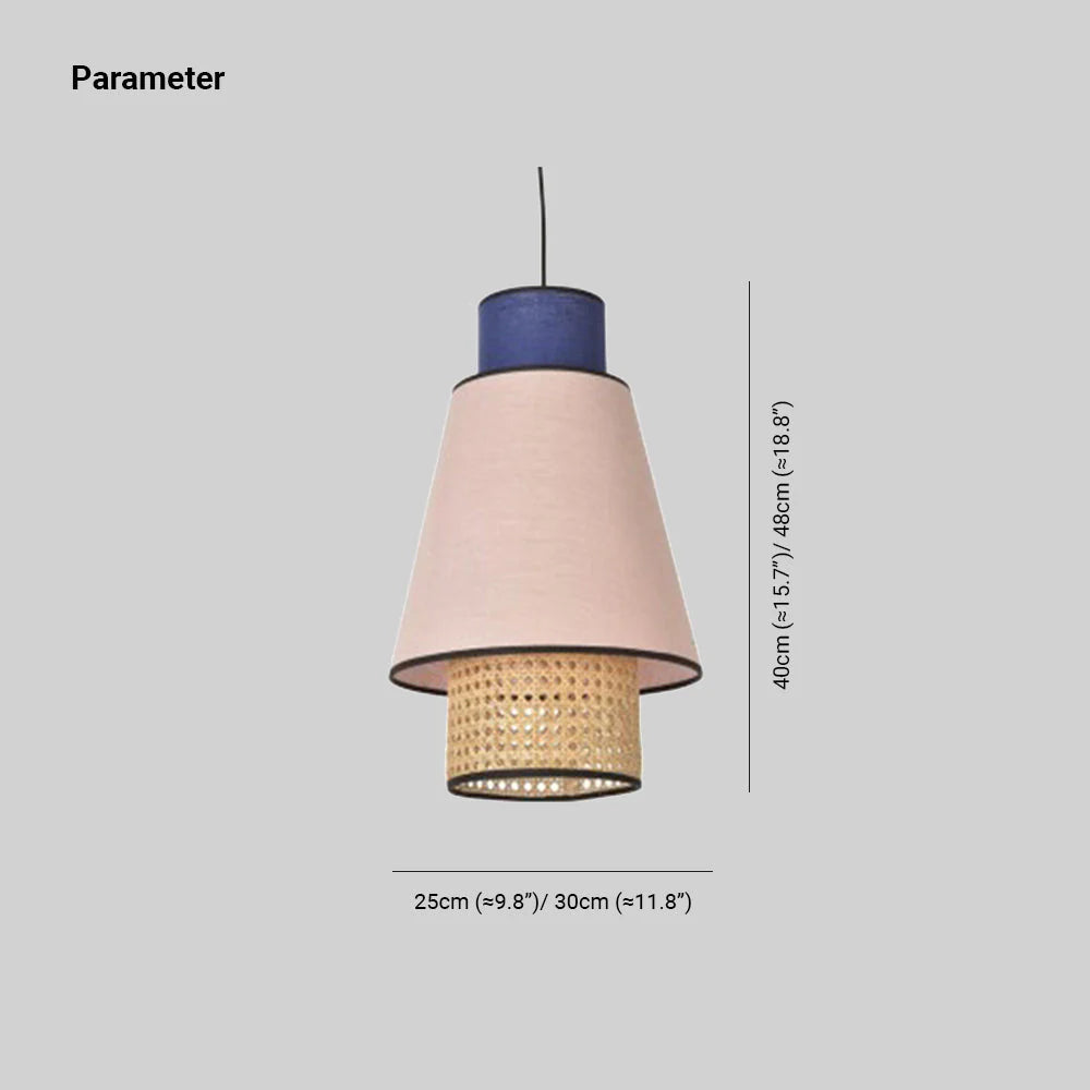 Pendelleuchte im Japanischen Stil aus Rattan für Esstisch