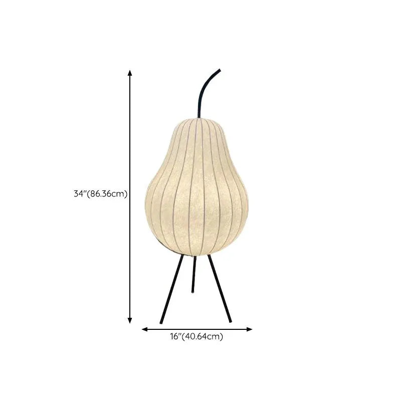 White Pear-Shaped Fine Striped Modern Table Lamp