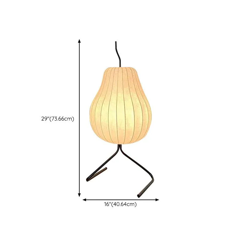 White Pear-Shaped Fine Striped Modern Table Lamp