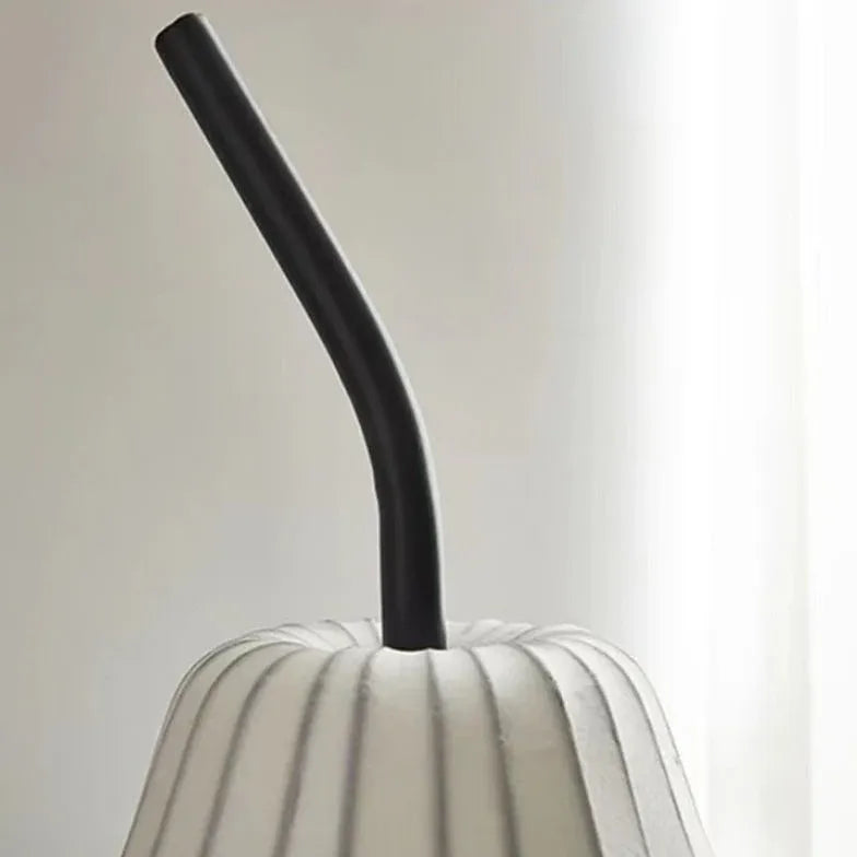 White Pear-Shaped Fine Striped Modern Table Lamp