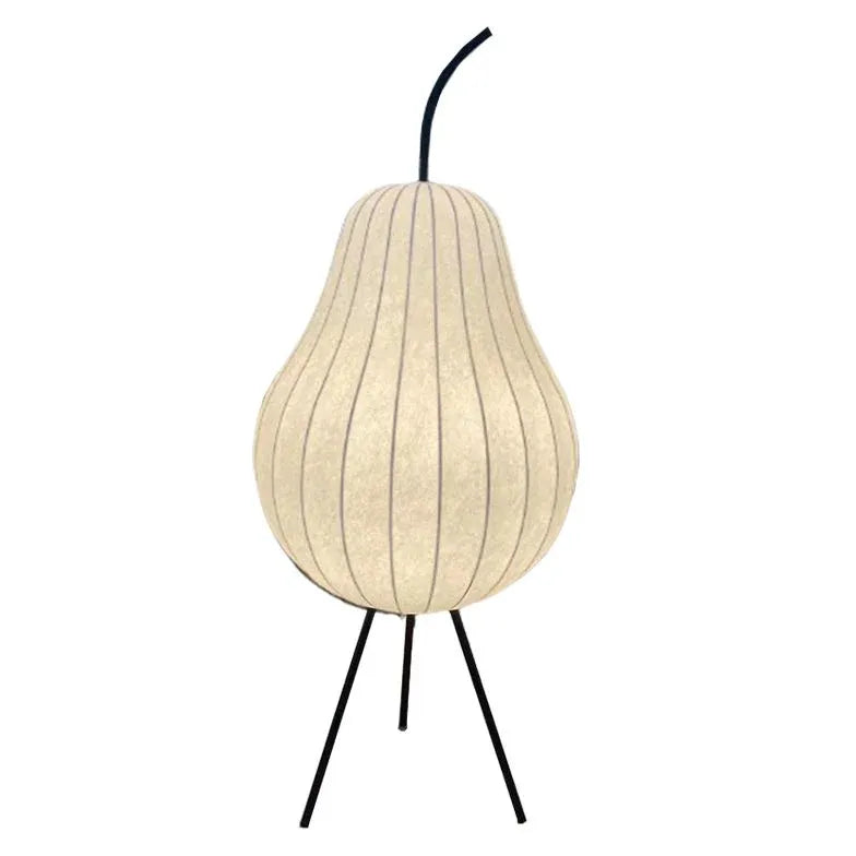 White Pear-Shaped Fine Striped Modern Table Lamp