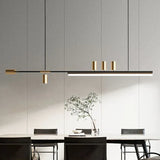 Linear Black Gold LED Dining Room Pendant Light