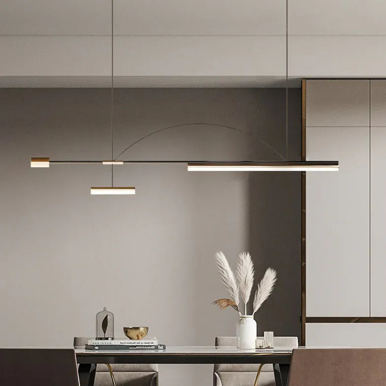 Linear Black Gold LED Dining Room Pendant Light