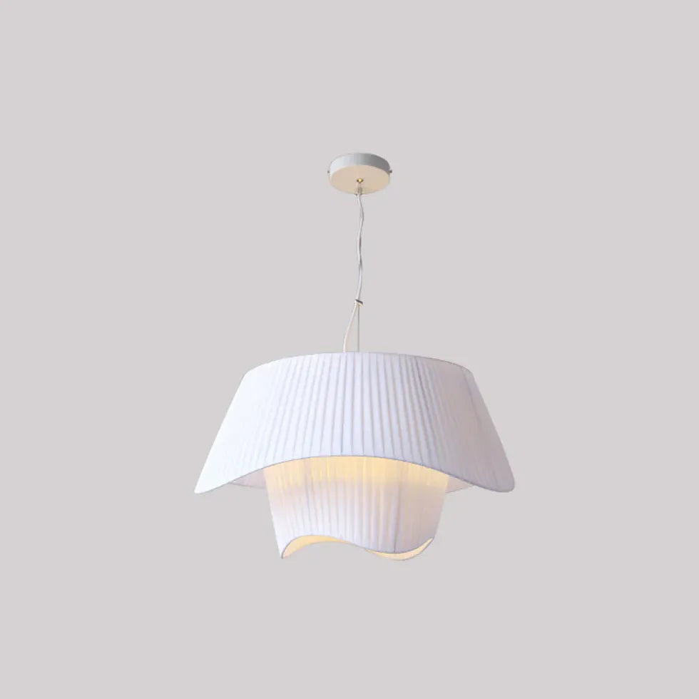 Fabric Irregular Curved White Pendant Light