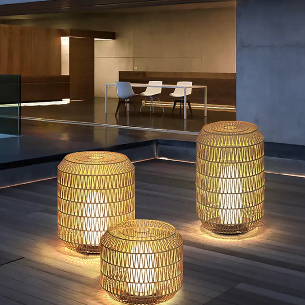 gartenlampe sockelleuchte stilvolle rattan beleuchtung für außen - Clowas.de