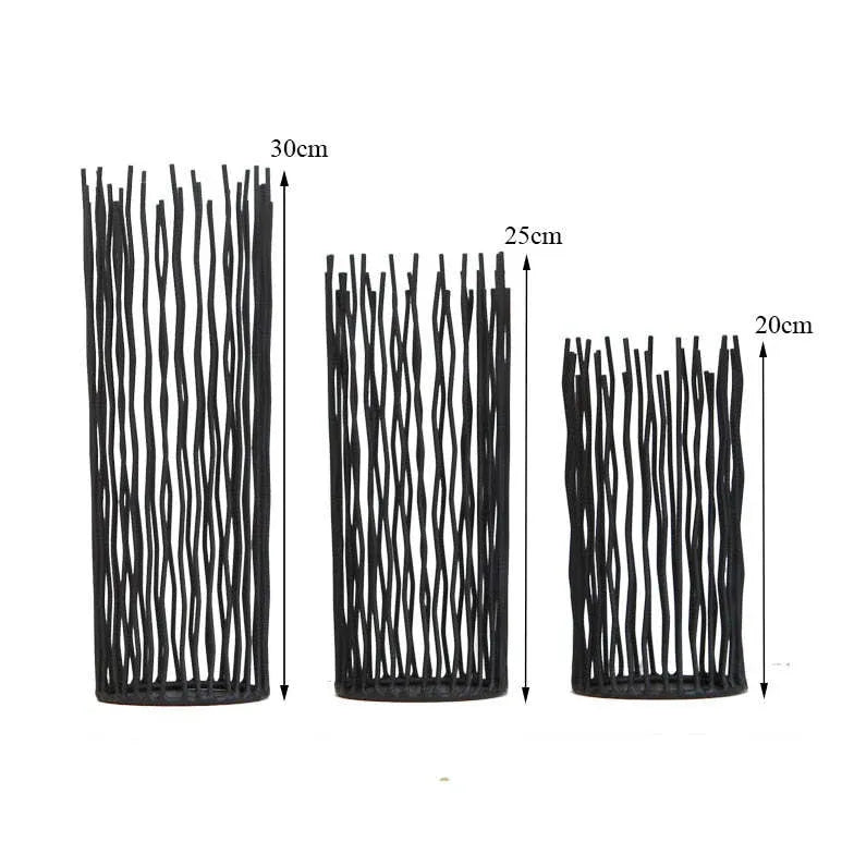 Tall Slender Striped Candle Holder Art Decoration