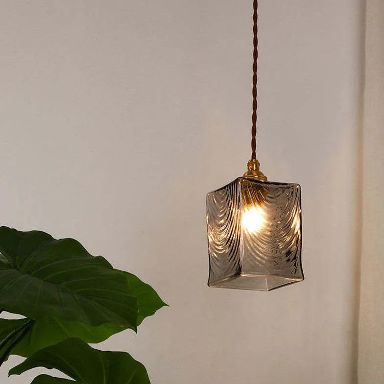 Gold Geometric Glass Bedroom Pendant Light