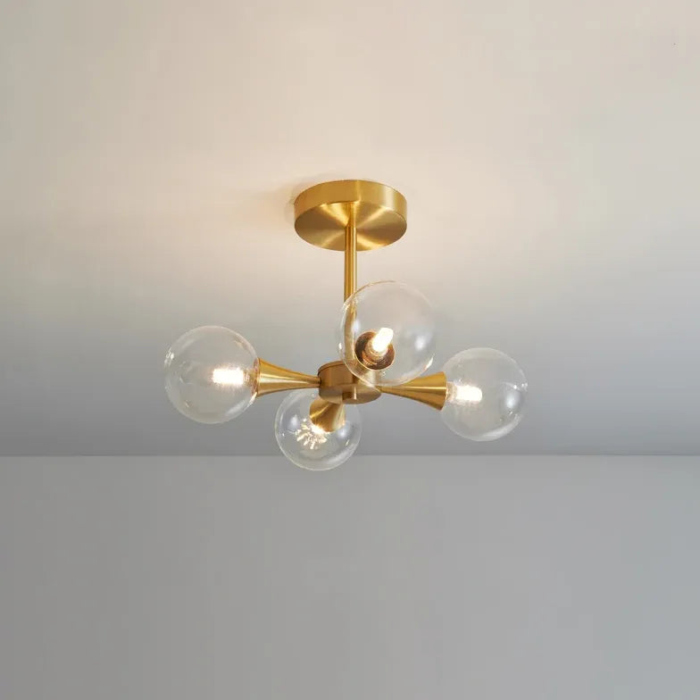 Gold Hängelampe mit Glas Kugeln Bauhaus Stil - Clowas.de