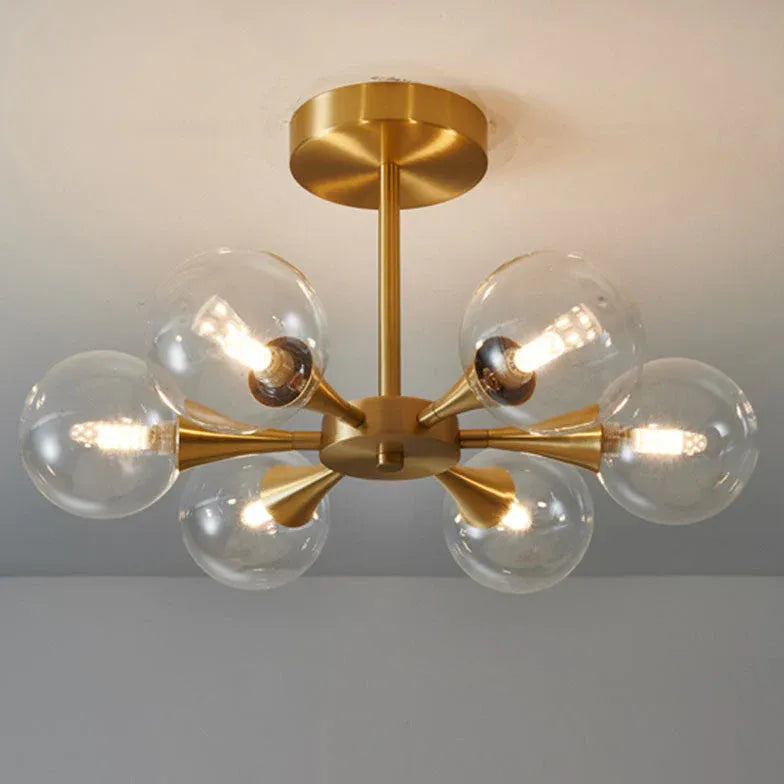 Gold Hängelampe mit Glas Kugeln Bauhaus Stil - Clowas.de