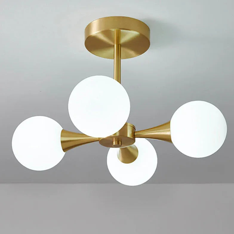 Gold Hängelampe mit Glas Kugeln Bauhaus Stil - Clowas.de