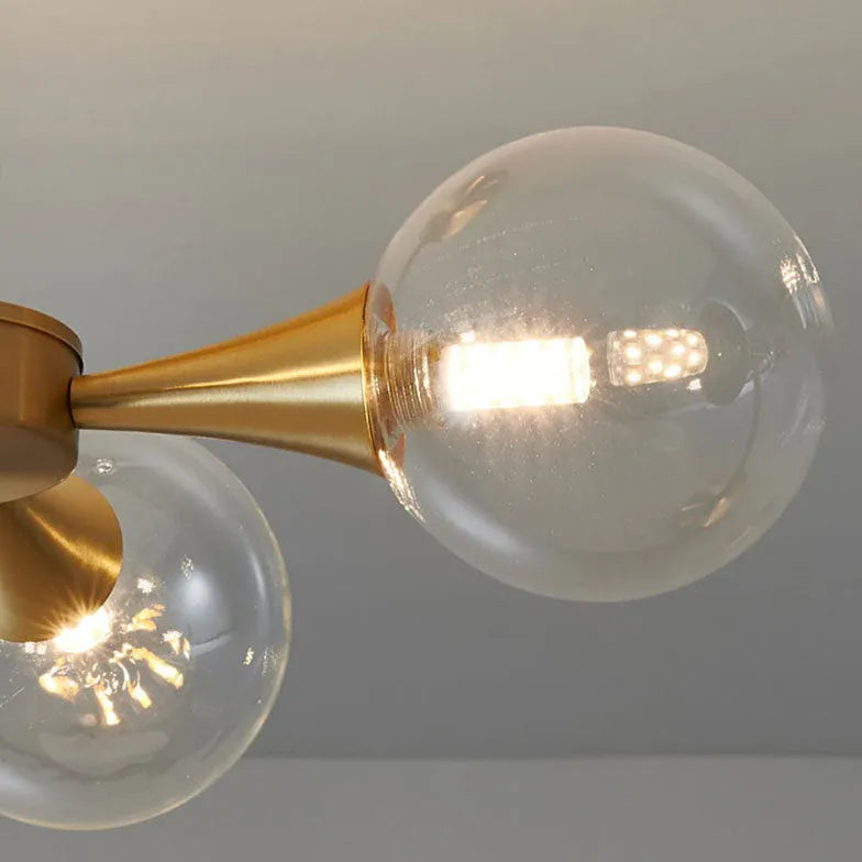 Gold Hängelampe mit Glas Kugeln Bauhaus Stil - Clowas.de