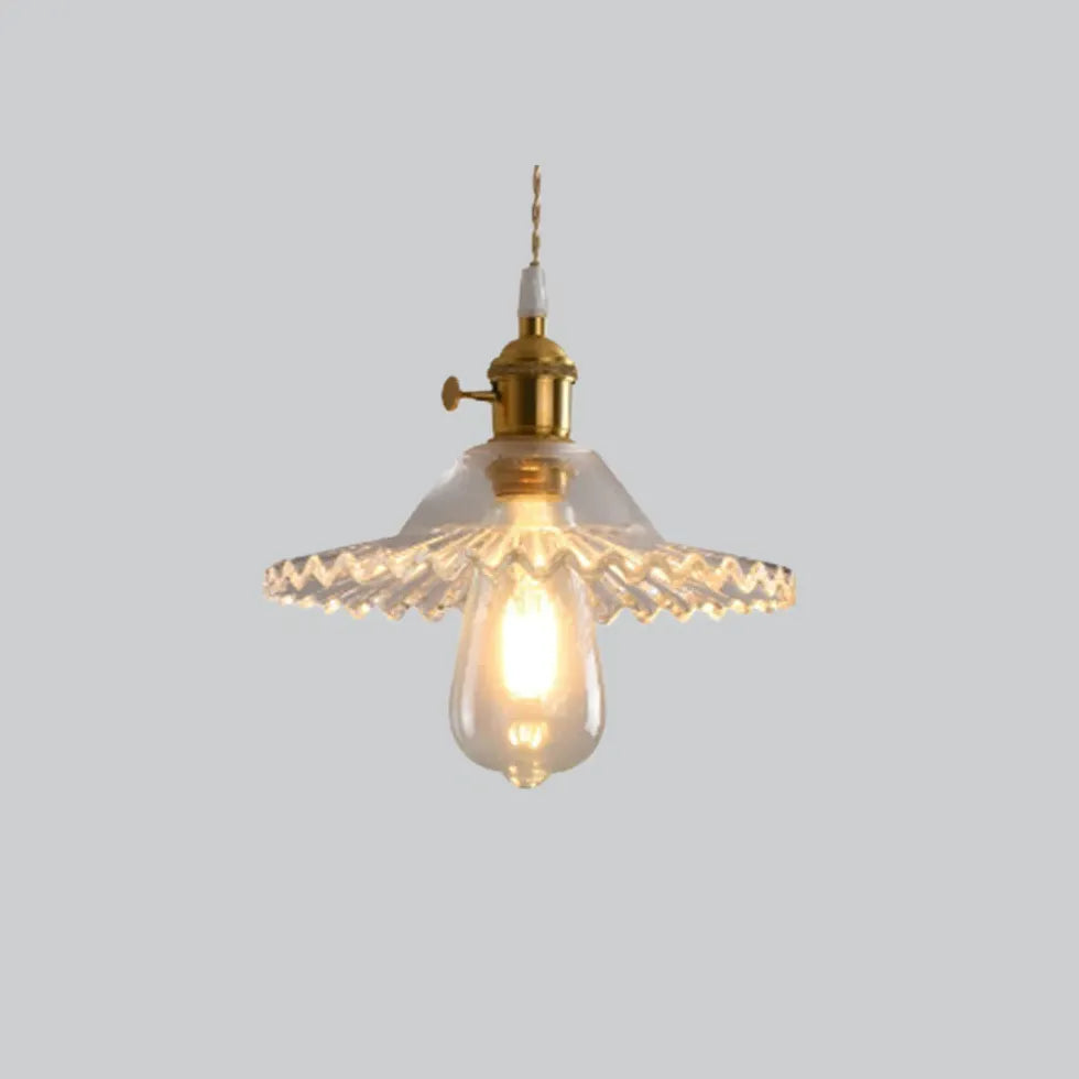 Clear Disc Glass Gold Vintage Pendant Light