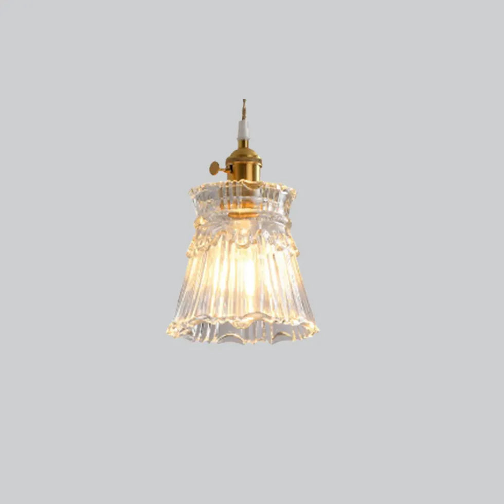 Clear Disc Glass Gold Vintage Pendant Light