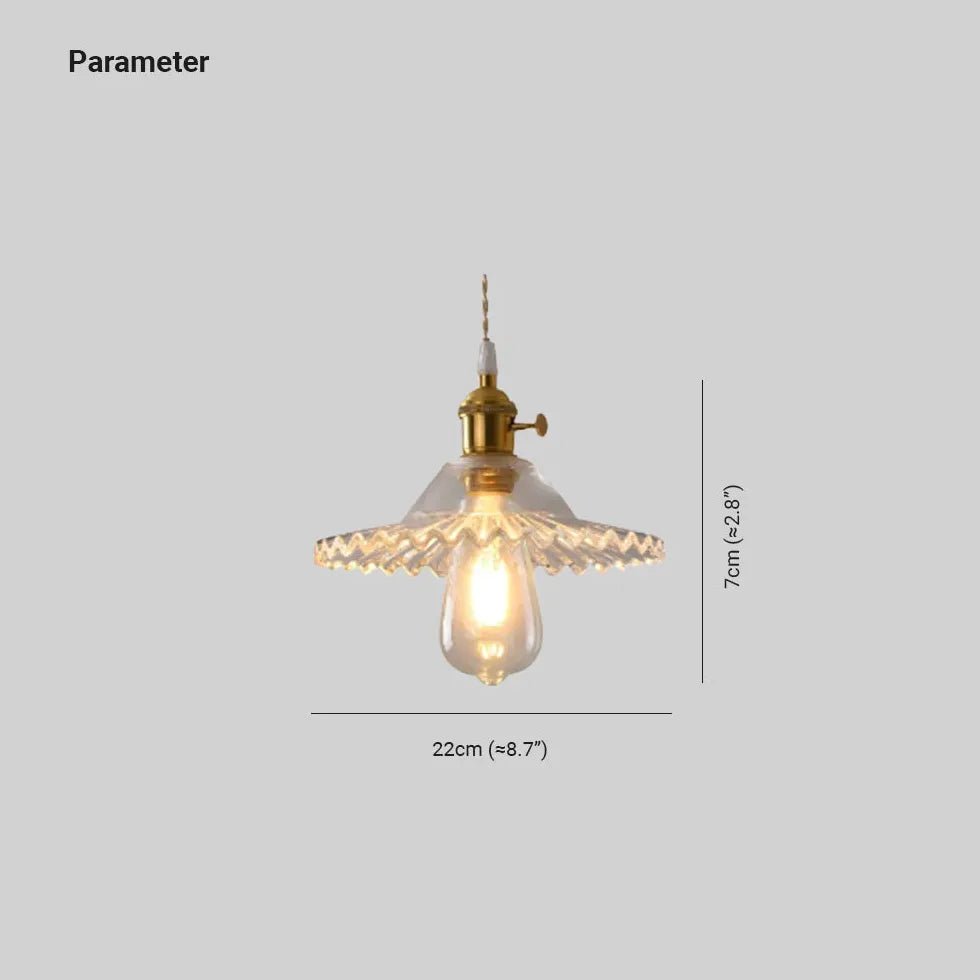 Clear Disc Glass Gold Vintage Pendant Light