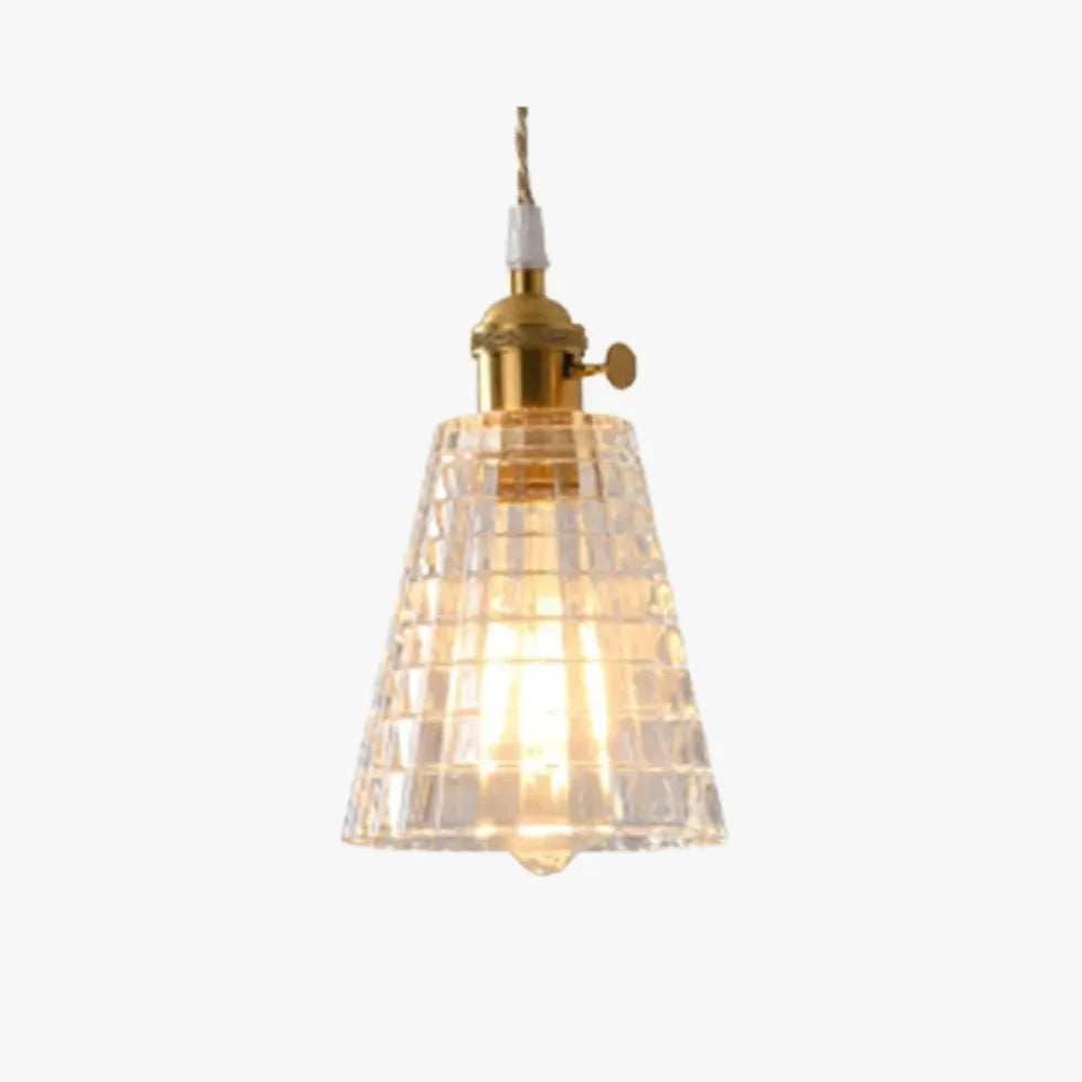 Clear Disc Glass Gold Vintage Pendant Light