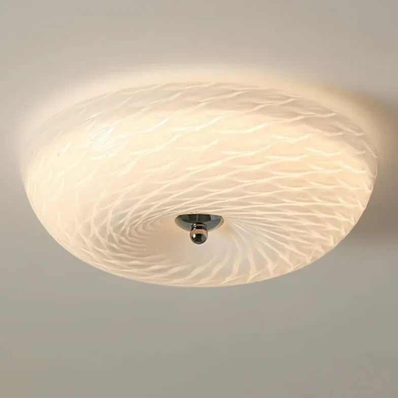 Round Glass for Bedroom White Ceiling Light