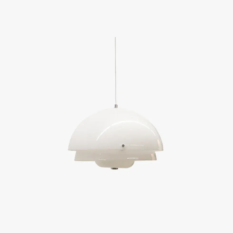 White Glass Hemisphere Living Room Pendant Light