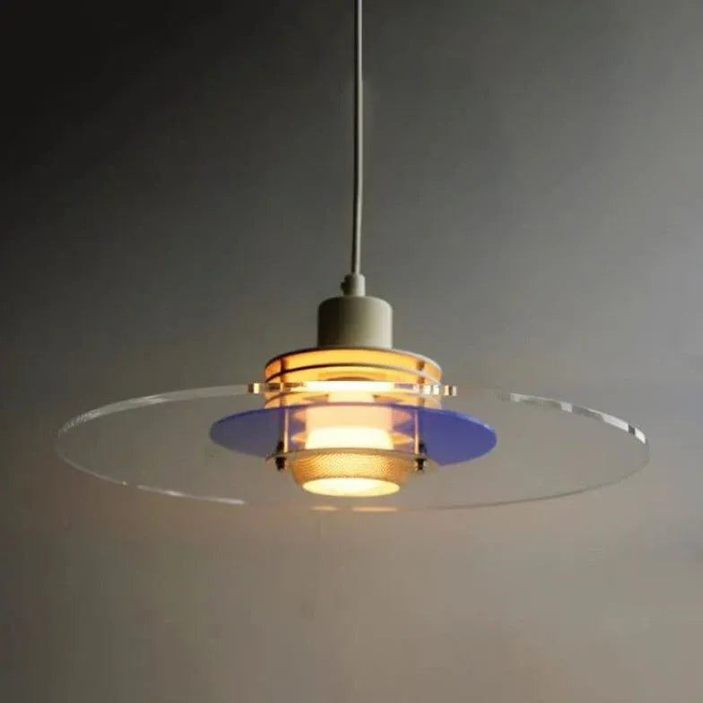 Round Transparent Glass Panel Modern Pendant Light