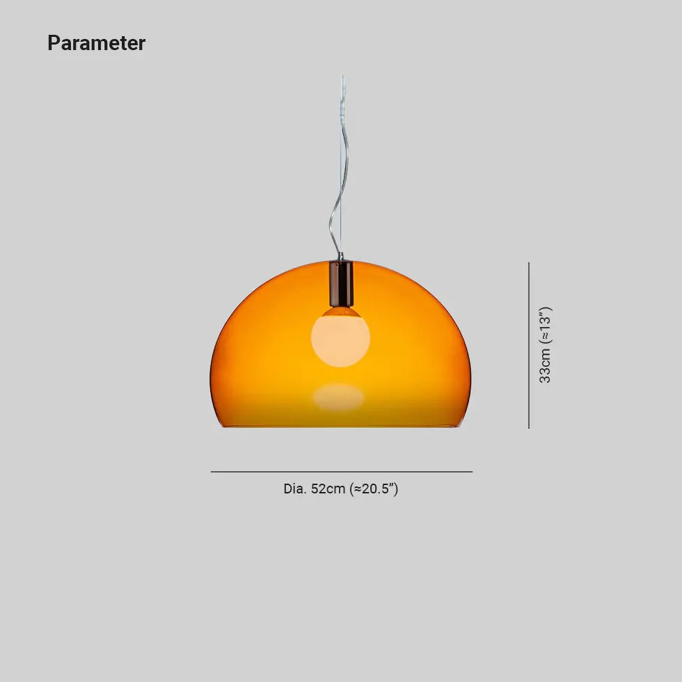 Orangees halbkreisförmiges Glas modernes Anhänger Licht