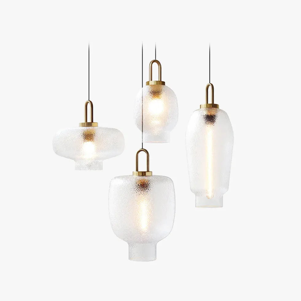 Irregular Shaped Clear Glass Vintage Pendant Light