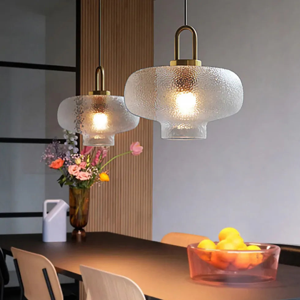 Irregular Shaped Clear Glass Vintage Pendant Light