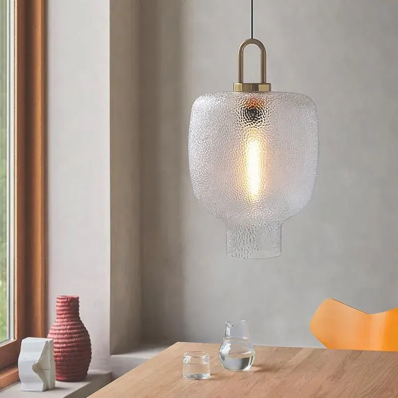 Irregular Shaped Clear Glass Vintage Pendant Light