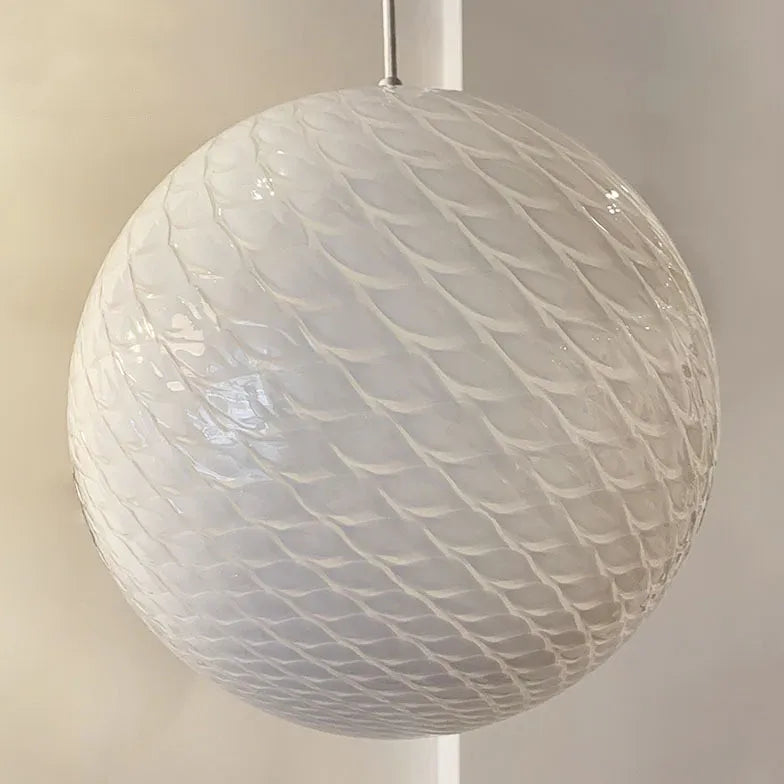 White Spherical Glass Bedroom Ceiling Chandelier