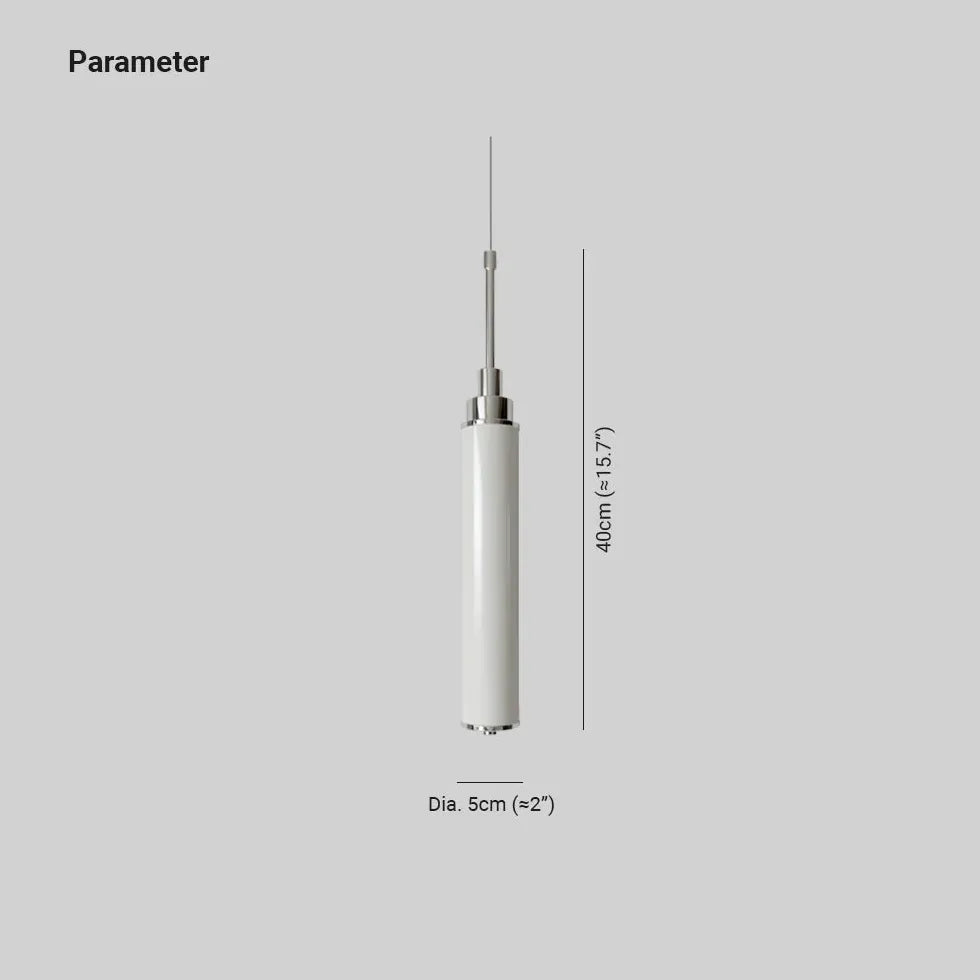Schlankes zylindrisches Wohnzimmer weißes Anhänger Licht