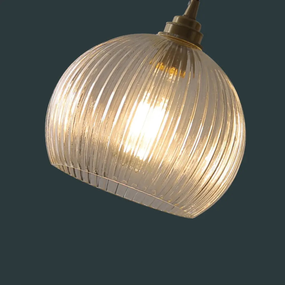 Spherical Glass Striped Minimalist Pendant Light