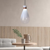 White Teardrop Shaped Glass LED Pendant Light