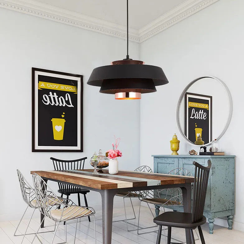 Double Layer Lampshade LED Modern Pendant Light