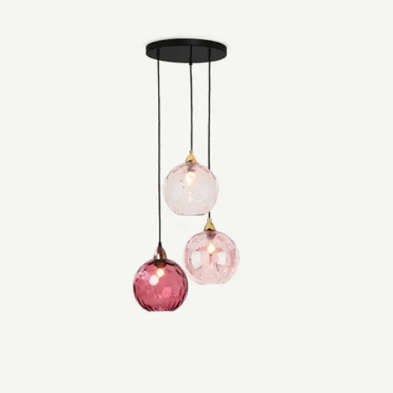 Three-Light Colored Glass Dining Pendant Light