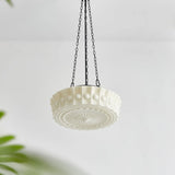 Milky White Round Vintage Glass Pendant Light