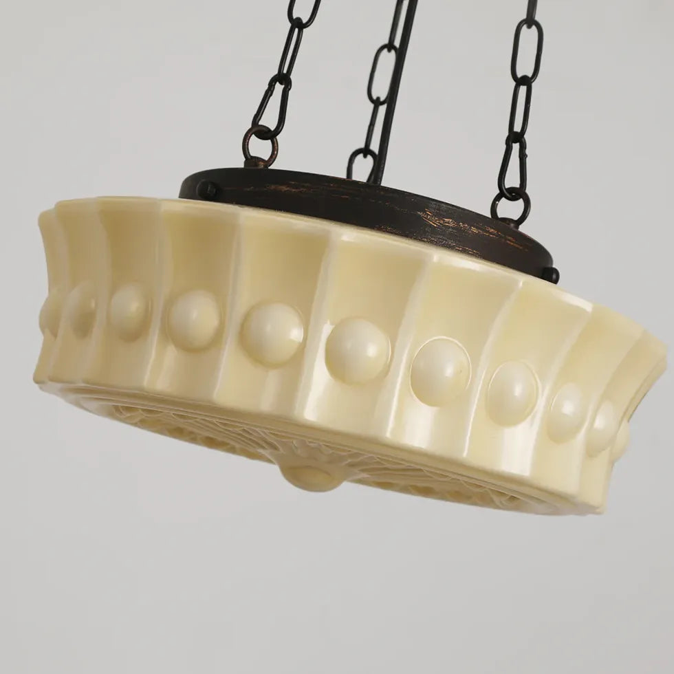 Milky White Round Vintage Glass Pendant Light