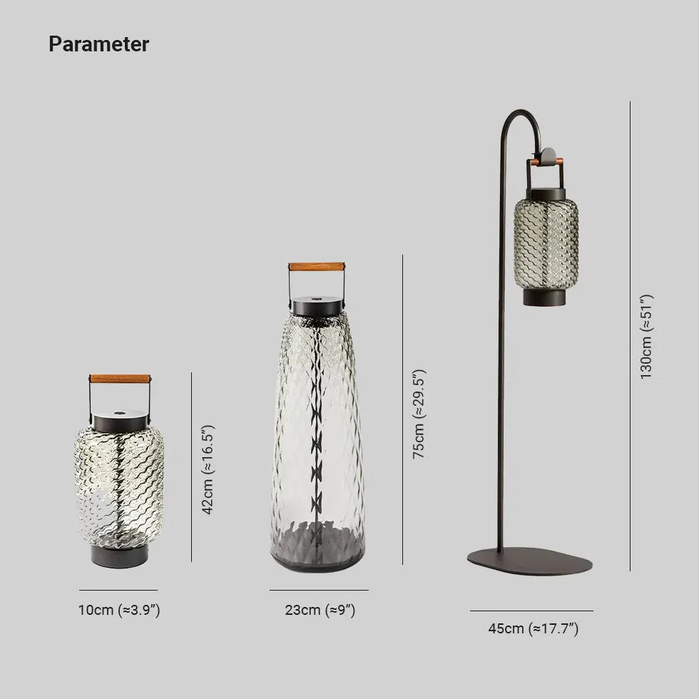 Handle Textured Glass Lantern Outdoor Floor lamps