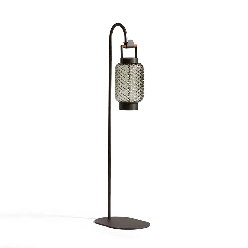 Handle Textured Glass Lantern Outdoor Floor lamps