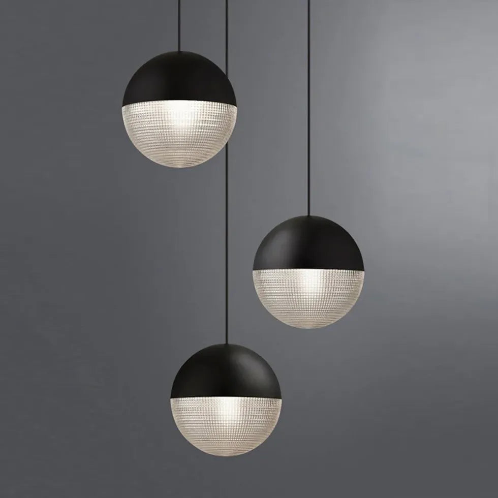 Black Spherical Glass LED Pendant Light