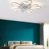 Flower-Shaped White LED Bedroom Ceiling Fan Light