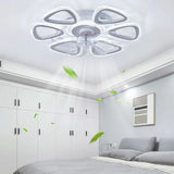 Flower-Shaped White LED Bedroom Ceiling Fan Light