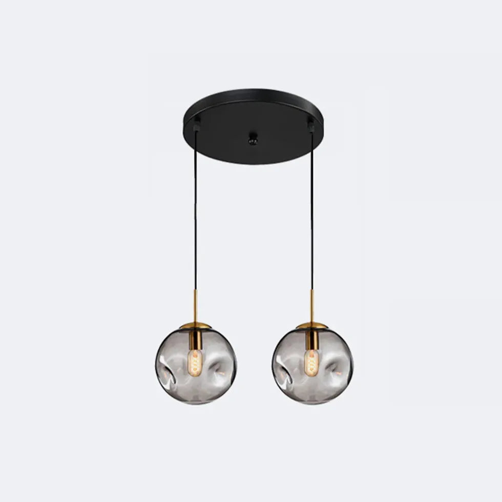 pendelleuchte 2 flammig schwarz mit nordischen glas - Clowas.de