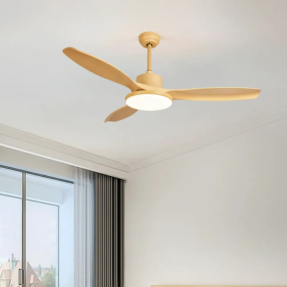 Faux Wood Modern Living Room Fan Light