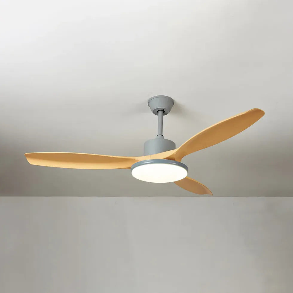 Faux Wood Modern Living Room Fan Light