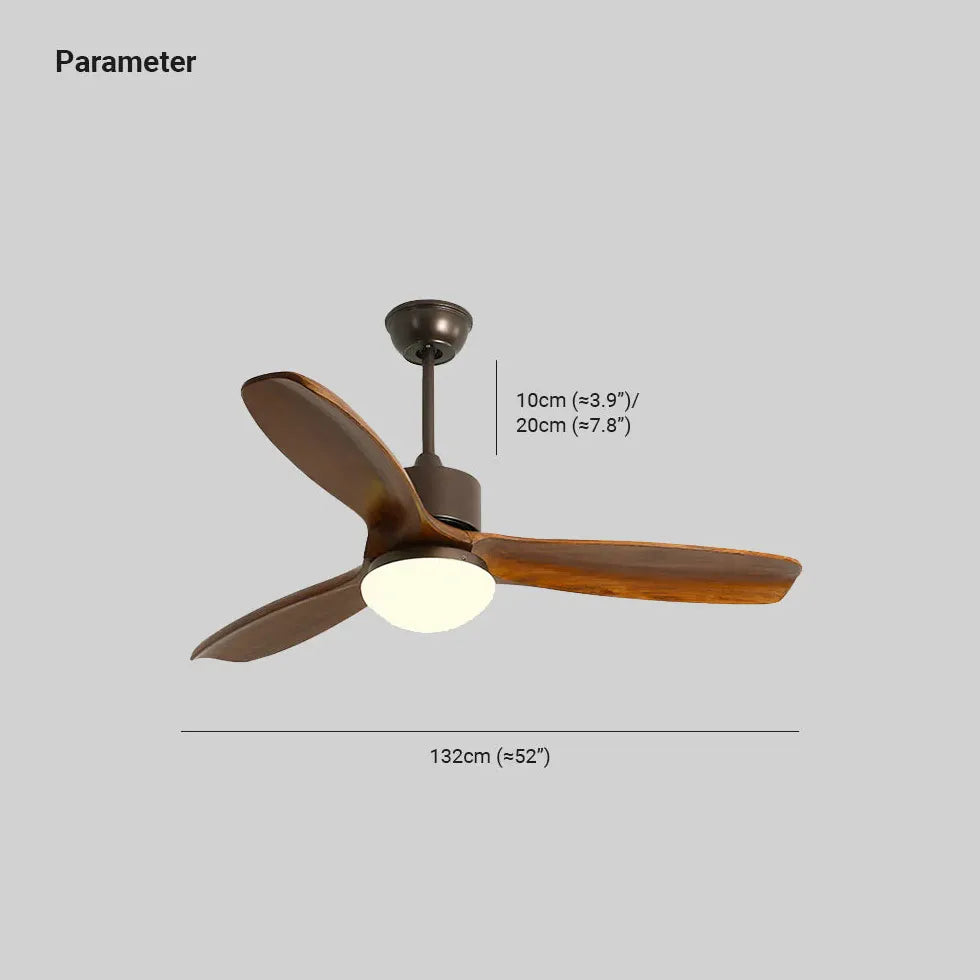 Hölzerne Tri-Blade Walnuss Farbdecke Lüfter Licht