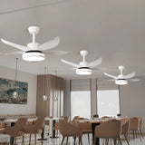 Streamlined White Modern Restaurant Ceiling Fan Light