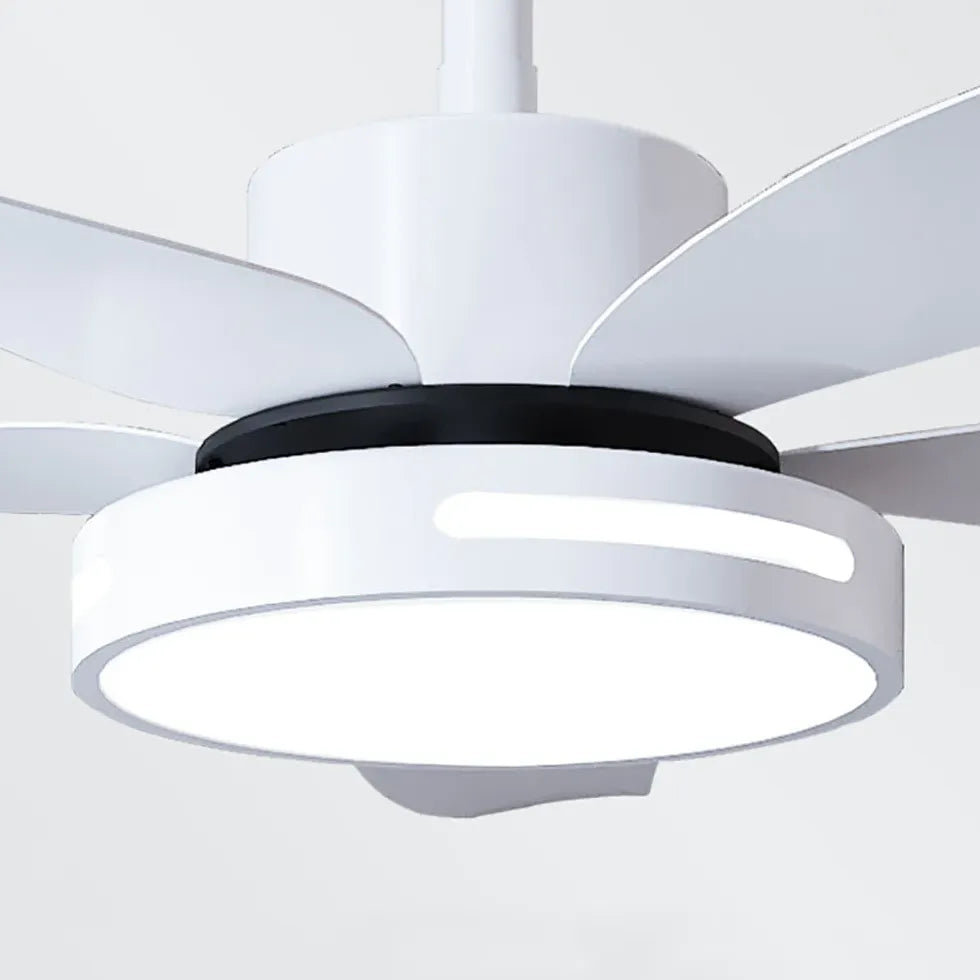 Streamlined White Modern Restaurant Ceiling Fan Light