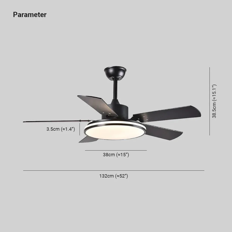 Metal Black Modern Living Room Ceiling Fan Light