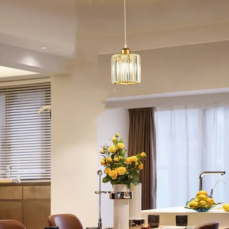 Transparent Cylindrical Glass Pendant Light